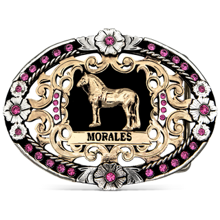 Divine Flora and Scrolls Custom Buckle