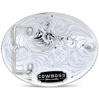 Back of Traditional Round Up Custom Buckle